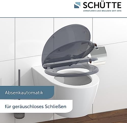 SCHÜTTE STONE WC-Sitz Duroplast mit Absenkautomatik & Schnellverschluss - ideale Reinigung, Belastung 150 kg, Steinmotiv