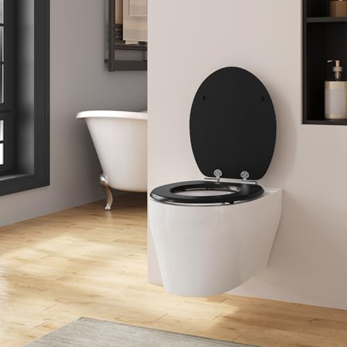 Toilettendeckel Holz mit Absenkautomatik - Leichter zu reinigender WC Sitz mit Quick-Release für modernes Baddesign