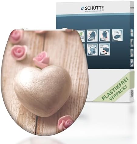 SCHÜTTE STONE WC-Sitz Duroplast mit Absenkautomatik & Schnellverschluss - ideale Reinigung, Belastung 150 kg, Steinmotiv