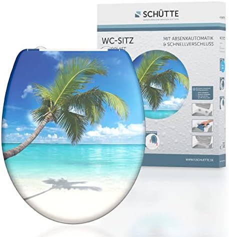 SCHÜTTE STONE WC-Sitz Duroplast mit Absenkautomatik & Schnellverschluss - ideale Reinigung, Belastung 150 kg, Steinmotiv