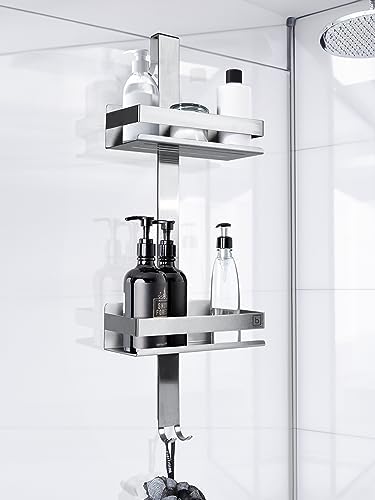 BENKSTEIN Duschablage 2er-Set | Duschregal zum Kleben oder Bohren | Praktische Halterung für Duschgel & Shampoo in Ihrem