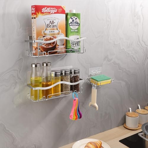 ALOCEO Duschablage ohne Bohren, 3 Stück rostfrei – Praktischer Dusch Organizer für Shampoo, Silber