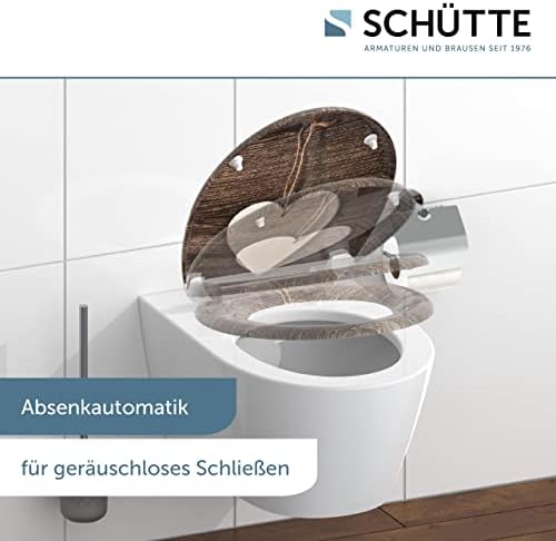 SCHÜTTE STONE WC-Sitz Duroplast mit Absenkautomatik & Schnellverschluss - ideale Reinigung, Belastung 150 kg, Steinmotiv