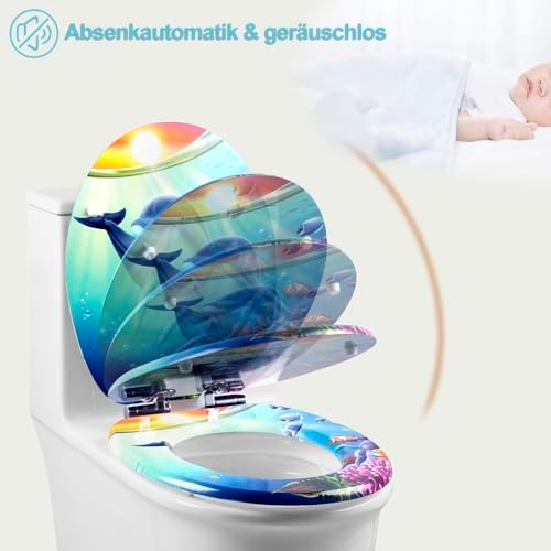 Toilettendeckel Holz mit Absenkautomatik - Leichter zu reinigender WC Sitz mit Quick-Release für modernes Baddesign