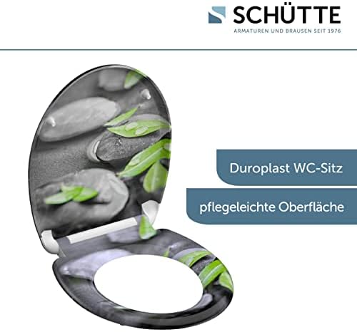 SCHÜTTE STONE WC-Sitz Duroplast mit Absenkautomatik & Schnellverschluss - ideale Reinigung, Belastung 150 kg, Steinmotiv
