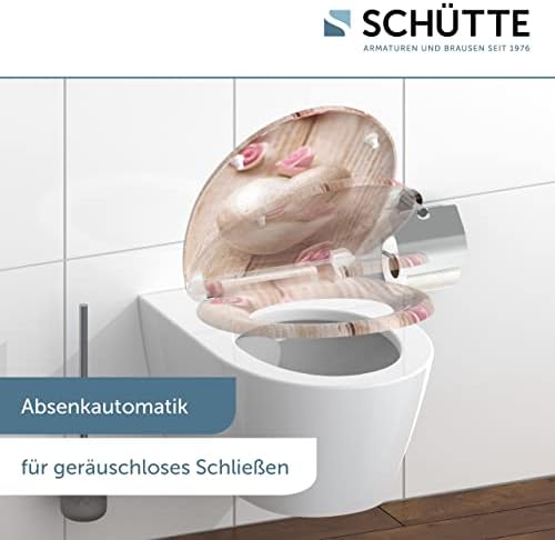 SCHÜTTE STONE WC-Sitz Duroplast mit Absenkautomatik & Schnellverschluss - ideale Reinigung, Belastung 150 kg, Steinmotiv