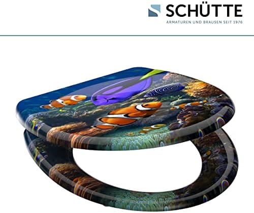 SCHÜTTE STONE WC-Sitz Duroplast mit Absenkautomatik & Schnellverschluss - ideale Reinigung, Belastung 150 kg, Steinmotiv