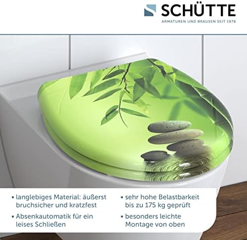 SCHÜTTE STONE WC-Sitz Duroplast mit Absenkautomatik & Schnellverschluss - ideale Reinigung, Belastung 150 kg, Steinmotiv