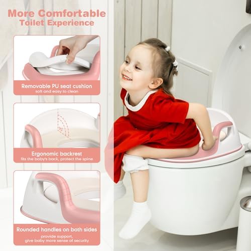 Maliton Toilettensitz für Kinder 1-8 Jahre mit 2-stufigem Tritthocker, rutschfest und weich, ideal für sicheres Toilette