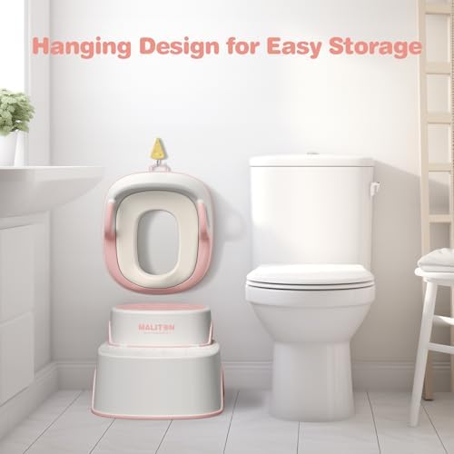 Maliton Toilettensitz für Kinder 1-8 Jahre mit 2-stufigem Tritthocker, rutschfest und weich, ideal für sicheres Toilette
