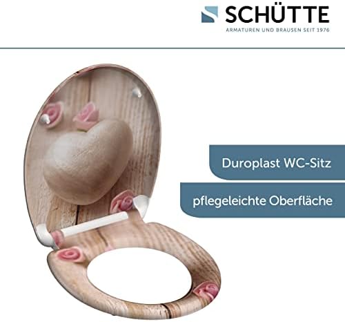 SCHÜTTE STONE WC-Sitz Duroplast mit Absenkautomatik & Schnellverschluss - ideale Reinigung, Belastung 150 kg, Steinmotiv