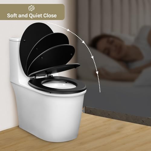 Toilettendeckel Holz mit Absenkautomatik - Leichter zu reinigender WC Sitz mit Quick-Release für modernes Baddesign