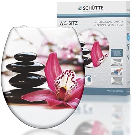 SCHÜTTE STONE WC-Sitz Duroplast mit Absenkautomatik & Schnellverschluss - ideale Reinigung, Belastung 150 kg, Steinmotiv