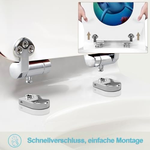 Toilettendeckel Holz mit Absenkautomatik - Leichter zu reinigender WC Sitz mit Quick-Release für modernes Baddesign