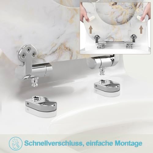 Toilettendeckel Holz mit Absenkautomatik - Leichter zu reinigender WC Sitz mit Quick-Release für modernes Baddesign