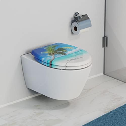 SCHÜTTE STONE WC-Sitz Duroplast mit Absenkautomatik & Schnellverschluss - ideale Reinigung, Belastung 150 kg, Steinmotiv
