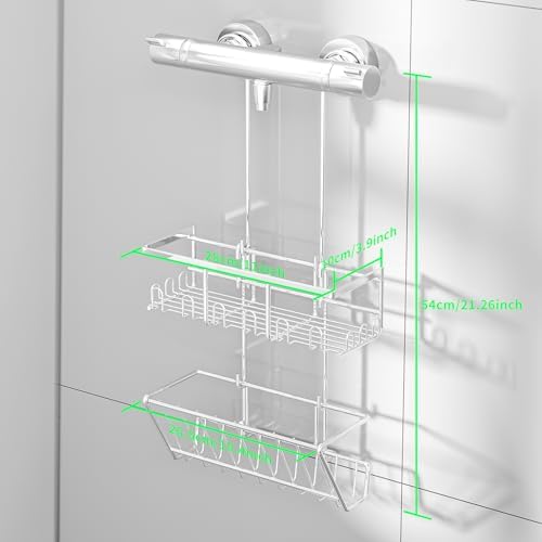 Duschablage ohne Bohren - Silbernes Duschregal für Shampoo & Badzubehör im Badezimmer