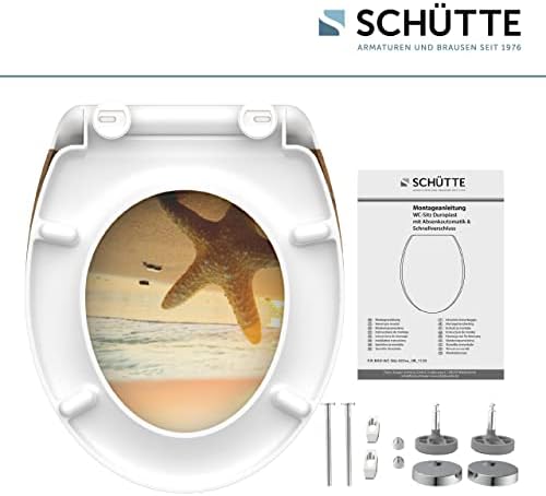 SCHÜTTE STONE WC-Sitz Duroplast mit Absenkautomatik & Schnellverschluss - ideale Reinigung, Belastung 150 kg, Steinmotiv