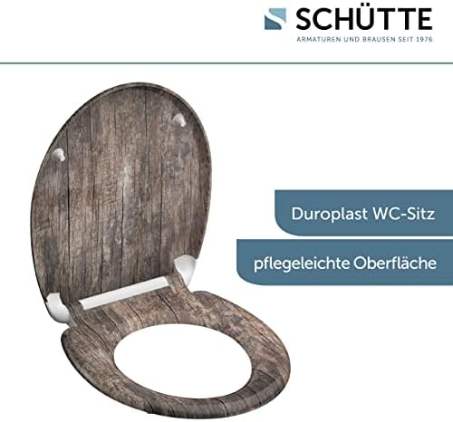 SCHÜTTE STONE WC-Sitz Duroplast mit Absenkautomatik & Schnellverschluss - ideale Reinigung, Belastung 150 kg, Steinmotiv