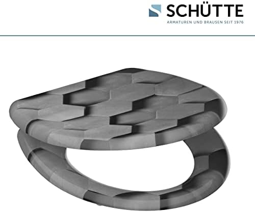 SCHÜTTE STONE WC-Sitz Duroplast mit Absenkautomatik & Schnellverschluss - ideale Reinigung, Belastung 150 kg, Steinmotiv