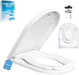 WC Sitz D-Form mit Absenkautomatik für Kinder – Antibakteriell, Hochwertig & Stabil bis 250kg | Ideal für Familien Badez