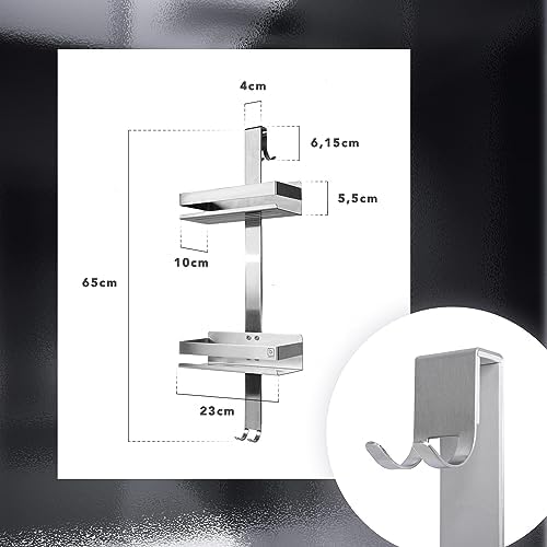 BENKSTEIN Duschablage 2er-Set | Duschregal zum Kleben oder Bohren | Praktische Halterung für Duschgel & Shampoo in Ihrem