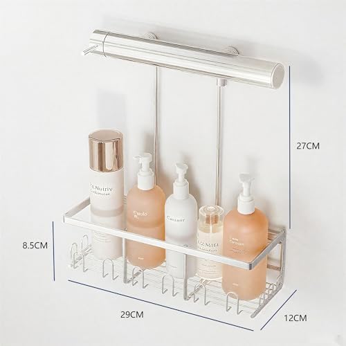 Duschablage ohne Bohren - Silbernes Duschregal für Shampoo & Badzubehör im Badezimmer