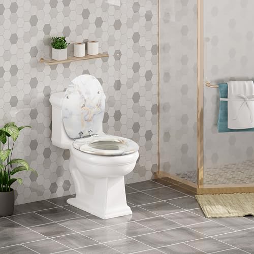 Toilettendeckel Holz mit Absenkautomatik - Leichter zu reinigender WC Sitz mit Quick-Release für modernes Baddesign