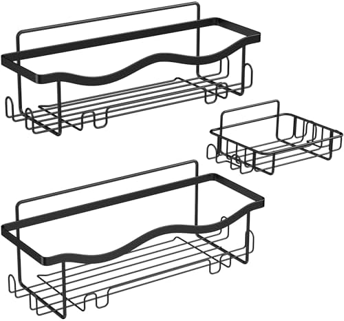 ALOCEO Duschablage ohne Bohren, 3 Stück rostfrei – Praktischer Dusch Organizer für Shampoo, Silber