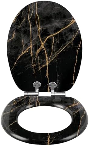 Toilettendeckel Holz mit Absenkautomatik - Leichter zu reinigender WC Sitz mit Quick-Release für modernes Baddesign