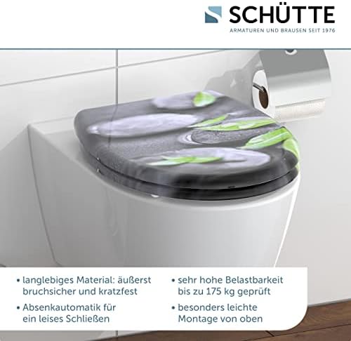 SCHÜTTE STONE WC-Sitz Duroplast mit Absenkautomatik & Schnellverschluss - ideale Reinigung, Belastung 150 kg, Steinmotiv