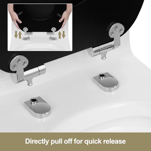 Toilettendeckel Holz mit Absenkautomatik - Leichter zu reinigender WC Sitz mit Quick-Release für modernes Baddesign