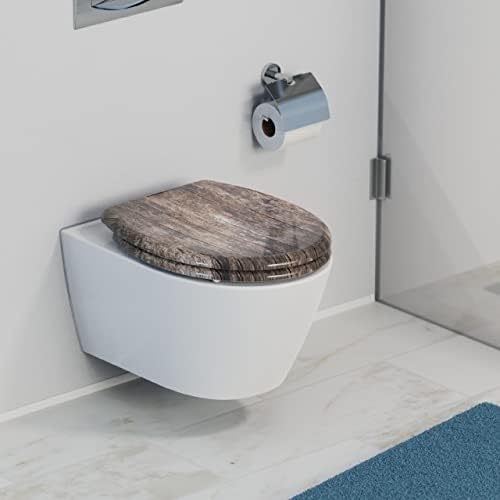 SCHÜTTE STONE WC-Sitz Duroplast mit Absenkautomatik & Schnellverschluss - ideale Reinigung, Belastung 150 kg, Steinmotiv