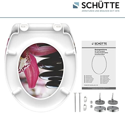 SCHÜTTE STONE WC-Sitz Duroplast mit Absenkautomatik & Schnellverschluss - ideale Reinigung, Belastung 150 kg, Steinmotiv
