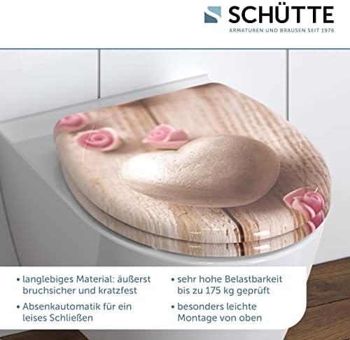 SCHÜTTE STONE WC-Sitz Duroplast mit Absenkautomatik & Schnellverschluss - ideale Reinigung, Belastung 150 kg, Steinmotiv
