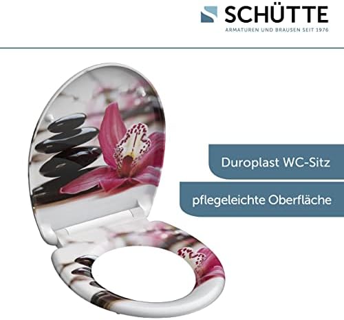 SCHÜTTE STONE WC-Sitz Duroplast mit Absenkautomatik & Schnellverschluss - ideale Reinigung, Belastung 150 kg, Steinmotiv