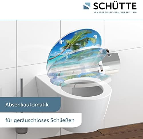 SCHÜTTE STONE WC-Sitz Duroplast mit Absenkautomatik & Schnellverschluss - ideale Reinigung, Belastung 150 kg, Steinmotiv