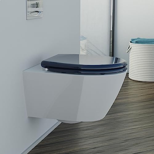SCHÜTTE STONE WC-Sitz Duroplast mit Absenkautomatik & Schnellverschluss - ideale Reinigung, Belastung 150 kg, Steinmotiv