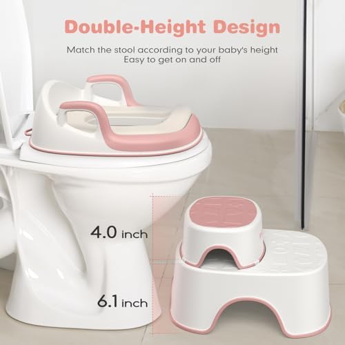 Maliton Toilettensitz für Kinder 1-8 Jahre mit 2-stufigem Tritthocker, rutschfest und weich, ideal für sicheres Toilette