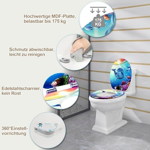 Toilettendeckel Holz mit Absenkautomatik - Leichter zu reinigender WC Sitz mit Quick-Release für modernes Baddesign