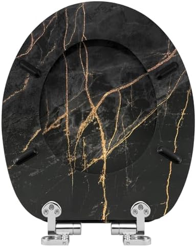 Toilettendeckel Holz mit Absenkautomatik - Leichter zu reinigender WC Sitz mit Quick-Release für modernes Baddesign