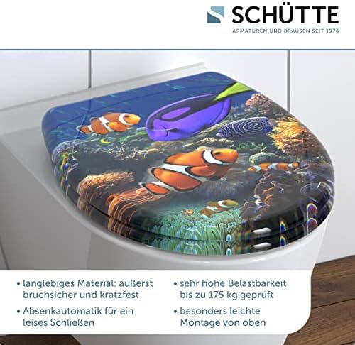 SCHÜTTE STONE WC-Sitz Duroplast mit Absenkautomatik & Schnellverschluss - ideale Reinigung, Belastung 150 kg, Steinmotiv