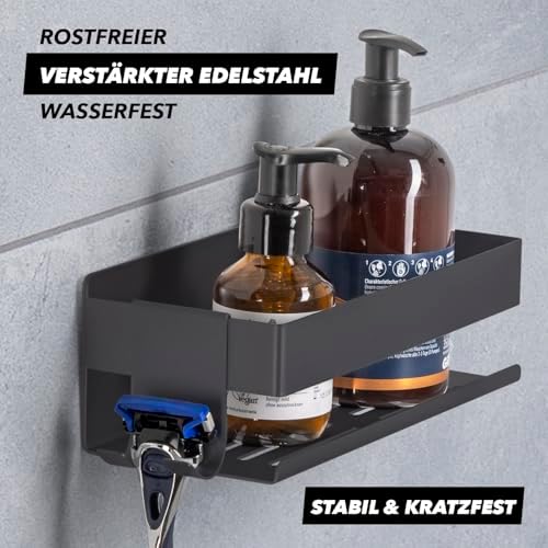BENKSTEIN Duschablage 2er-Set | Duschregal zum Kleben oder Bohren | Praktische Halterung für Duschgel & Shampoo in Ihrem
