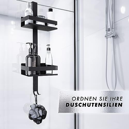 BENKSTEIN Duschablage 2er-Set | Duschregal zum Kleben oder Bohren | Praktische Halterung für Duschgel & Shampoo in Ihrem
