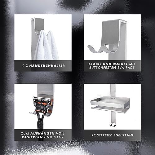 BENKSTEIN Duschablage 2er-Set | Duschregal zum Kleben oder Bohren | Praktische Halterung für Duschgel & Shampoo in Ihrem