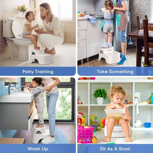 Maliton Toilettensitz für Kinder 1-8 Jahre mit 2-stufigem Tritthocker, rutschfest und weich, ideal für sicheres Toilette