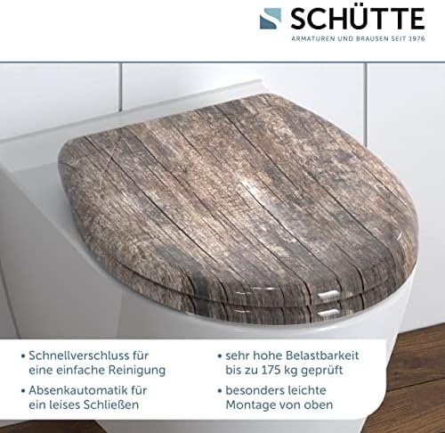 SCHÜTTE STONE WC-Sitz Duroplast mit Absenkautomatik & Schnellverschluss - ideale Reinigung, Belastung 150 kg, Steinmotiv