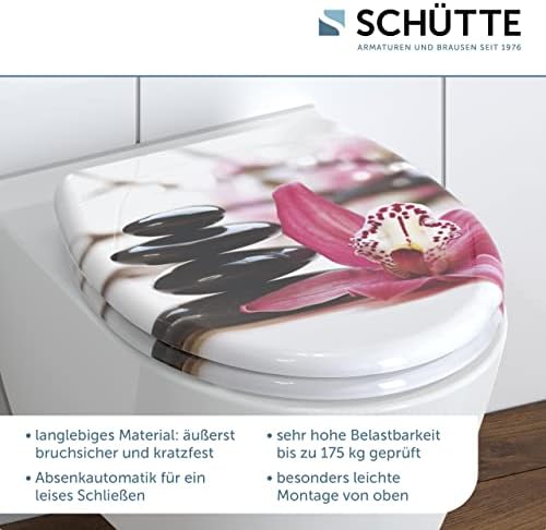 SCHÜTTE STONE WC-Sitz Duroplast mit Absenkautomatik & Schnellverschluss - ideale Reinigung, Belastung 150 kg, Steinmotiv