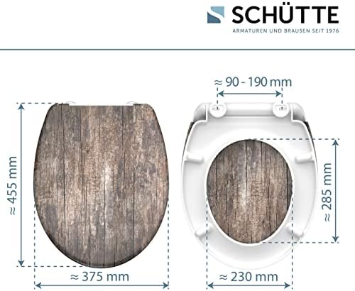 SCHÜTTE STONE WC-Sitz Duroplast mit Absenkautomatik & Schnellverschluss - ideale Reinigung, Belastung 150 kg, Steinmotiv