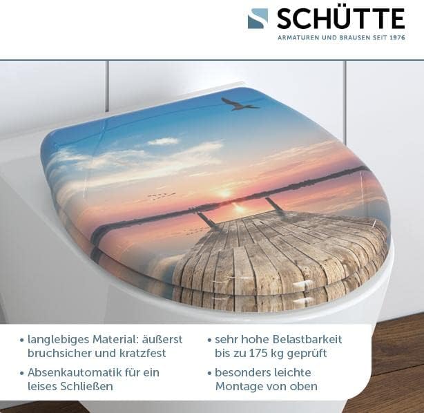 SCHÜTTE STONE WC-Sitz Duroplast mit Absenkautomatik & Schnellverschluss - ideale Reinigung, Belastung 150 kg, Steinmotiv